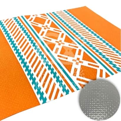 DiFanSi PVC mesh rubber canvas-Color stripes-【Sun Orange ‧ Dark Turquoise/Greyback】